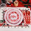 50Pcs Christmas Plaid Snowflake Paper Placemats, Disposable Xmas Table Mats for Holiday Party Dining Table Decoration