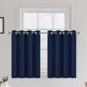COSVIYA Grommet Blackout Room Darkening Navy Blue Curtains 36 inch Length 2 Panels,Thick Polyester Light Blocking Insulated Thermal Window Curtain Drapes for Bedroom/Living Room,52x36 inches