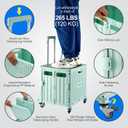 MACOPRO Folding Utility Cart Portable Rolling Crate Handcart Shopping Trolley Collapsible Tool Box, with Lid, Basket on 4 Rotate Wheels, for Grocery, Office, Teacher, Travel Shop Move Luggage (Olive)