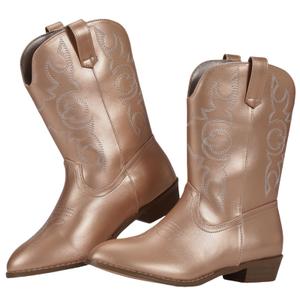 RLW Kids Cowboy Boots for Boys Girls, Riding Western Cowgirl Boot for Toddler Youth Big Kid, Gold 4 Little Kid