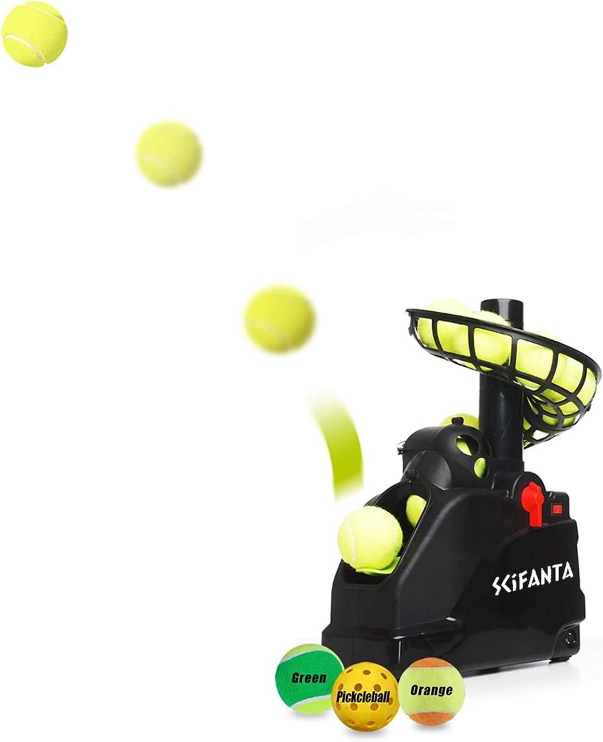 SCIFANTA Portable Tennis Ball Tosser(3.7lb) for Self-Play|Ball Launcher Beginners/Kids/Coaches/Home-Court|Accurate & Efficient Feed Buddy for All-Levels/Ages|AC & Battery Powered
