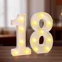 18th Birthday Decorations for Girls & Boys, Light Up Number 18 LED Marquee Lights, White Number Signs for Party Backdrop, Table Centerpieces, Room & Wall Decor, 18th Birthday Gift