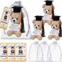 Gerrii 3 Pack 2025 Positive Graduation Crochet Bear Gift Grad Tassel Bear Decoration with Congratulation Cards Tag Organza Bags for Middle High School College Graduation Party Supplies (Black)