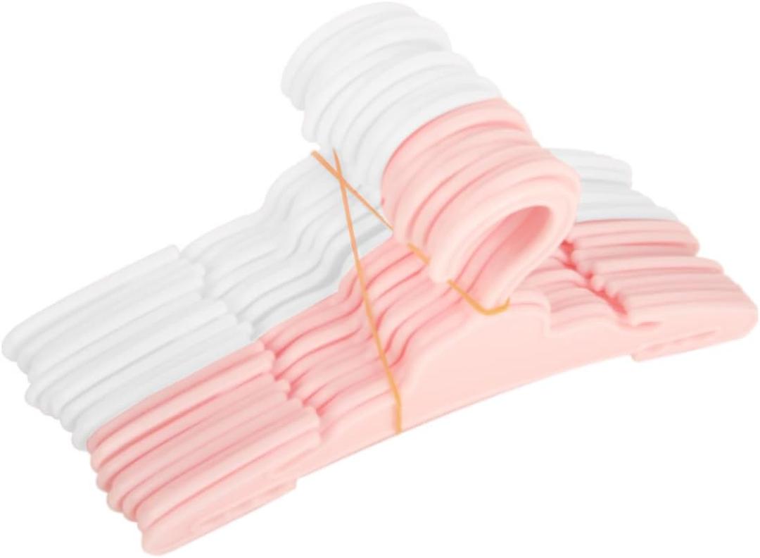 20 Pcs Doll Hangers for 18 inch Doll Clothes,Sturdy 17" Toys Hangers Accessories, Work Great with Rod Less Than 1/2 inch Diameter, Made of Safe ABS Plastic(10 Pink and 10 White)