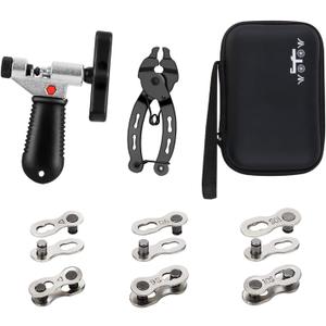 WOTOW Bike Chain Repair Tool Kit Set, Cycling Bicycle Chain Breaker Splitter Cutter & Wear Indicator Checker & Master Link Pliers Remover & Reusable Missing Connector for 6/7/8/9/10 Speed Chain