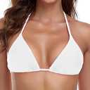 Ocean Blues Triangle Bikini Top String Tie Back Halter , White, Size L