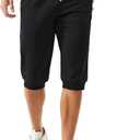MAGCOMSEN Men's 3/4 Capri Joggers Running Athletic Gym Workout Long Shorts Cotton Below Knee Pants with Zipper Pockets
