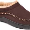 Zigzagger Men's Slip On Moccasin Slippers, Indoor/Outdoor Warm Fuzzy Comfy House Shoes, Fluffy Wide Loafer Slippers, US 10.5
