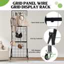 Heavy Duty Foldable Grid Wall Panels Display Stand 6FT x 2FT, 1-Pack Grid Panel Wire Grid Display Rack with Braked Wheels & 20 Hooks, No Tools Setup Gridwall for Art Fairs, Craft Shows & Home Storage