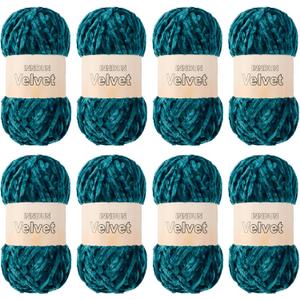 Velvet Yarn for Crocheting Dark Green Chenille Yarn Super Bulky Baby Blanket Yarn Amigurumi Yarn 8 Skeins