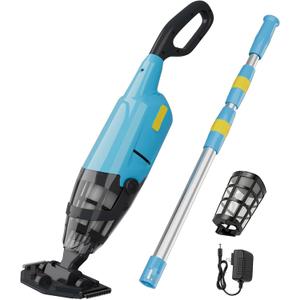Cordless Pool Vacuum, Rechargeable Handheld Pool Vacuum Cleaner for Above Ground Pools, Fast Charging, Long Runtime, Ideal for Sand and Debris (Blue)