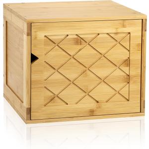 Fasmov Cube Storage Organizer, Bamboo Cube Bookshelf, Stackable Connect Storage Cube Cubby Organizer with Door, Stackable Cubes Bin for Bedroom, Home and Office