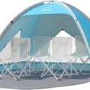 Wolfwise Large Beach Tent Sun Shelter for 3-4 Person, UPF 50+ UV Protection Beach Shade Tent, Portable and Easy Setup Cool Cabana with Privacy & Ventilation Window, 95 ″x65″x55″, Blue