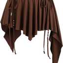 Milumia Women's Ruched Drawstring Short Skirt Y2k Pleated Asymmetrical Hem Mini Skirts (Medium, Brown)