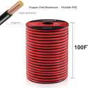 12Gauge 100FT Electrical Wire Cable 2 Conductors Red Black Cable Hookup LED Lighting Strips Flexible Wire Extension Cord 12AWG Copper Clad Aluminum Copper Wire 12V/24V DC -30.5M