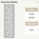 Soalmost Washable Runner Rug, 2'6" x 8' Non-Slip Kitchen Vintage Foldable Hallway Runners for Entryway, Laundry, Bedroom, Grey