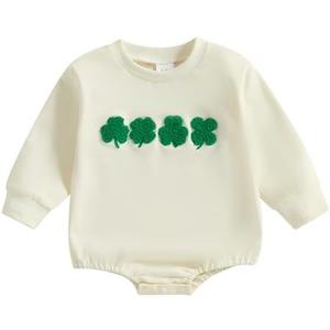 FIOMVA Baby Girl Boy St Patricks Day Outfits Shamrock/Lucky/Irish Day Sweatshirt Romper Sweater Onesie Bubble Bodysuit 1-3m