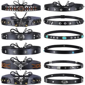 Rumia 12pcs Hat Bands for Women & Men - Western, Boho, Panama & Fedora Hat Accessories - 56-65cm