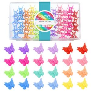 HOYOLS Mini Butterfly Hair Clips, Y2K Small Jaw Hairclips for Girls Women and Kids, 90s Cute Hair Accessories for Braids 12 Assorted Colors, 48 Pcs (Candy Rainbow)