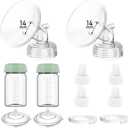 Breast Pump Parts Compatible with Spectra S1/S2/9 Plus/Synergy Gold, Full Set Replacement Parts for Spectra Include 14mm Flange, Duckbill Valve, Backflow Protector, Tubing, Bottle, Not Original Parts
