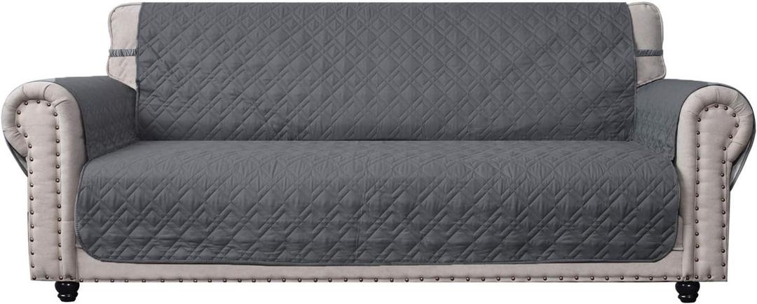 Couch Sofa Slipcover 100% Waterproof Nonslip Quilted Furniture Protector Slipcover for Dogs, Children, Pets Sofa Slipcover Machine Washable (Dark Grey, 78")