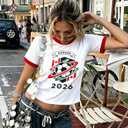 Soccer Cup 2026 Shirt Women Mexico Baby tee Brazil Crop Jersey Funny Soccer Graphic Short Sleeve Tops (XL)