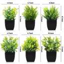 Unittype 12 Pcs Fake Plants Small Artificial Faux Plants for Shelf Mini Plastic Potted Greenery for Home Office Desk Bathroom Bedroom Indoor Decor (Black Pot,Green)