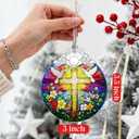 2 x Catholic Cross Gifts: Stained Glass Christian Cross Ornament | Christmas Ornaments (Christmas Tree Ornaments), Christian Faith Home Decor, Religious Gift & Xmas Gifts