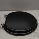 Round Black Slow Close Toilet Seat, Heavy Duty Wood Toilet Seat with Baked Enamel Finish, Support 400 bls, Toilet Lid with Soft Close Zinc Alloy Hinges, Grip-Tight Bumpers, Easy Clean, Quick-Assembly