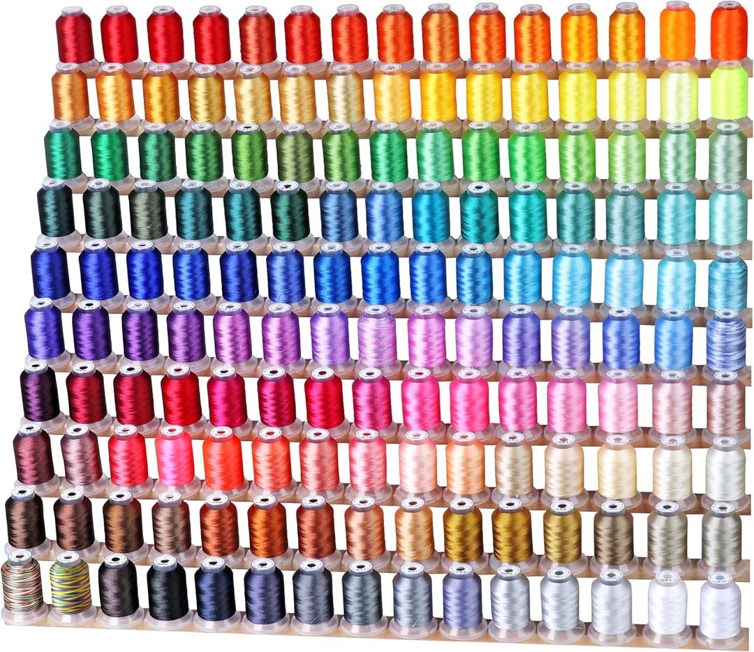 New brothread Mega Kit 150 Colors Compatible with Brother & Janome Polyester Embroidery Machine Thread 40WT 500M/550YD Compatible with Brother Babylock Janome Singer Pfaff Husqvarna Bernina Machines New brothread Mega Kit 150 Colors Compatible with Brother & Janome Polyester Embroidery Machine Thread 40WT 500M/550YD Compatible with Brother Babylock Janome Singer Pfaff Husqvarna Bernina Machines