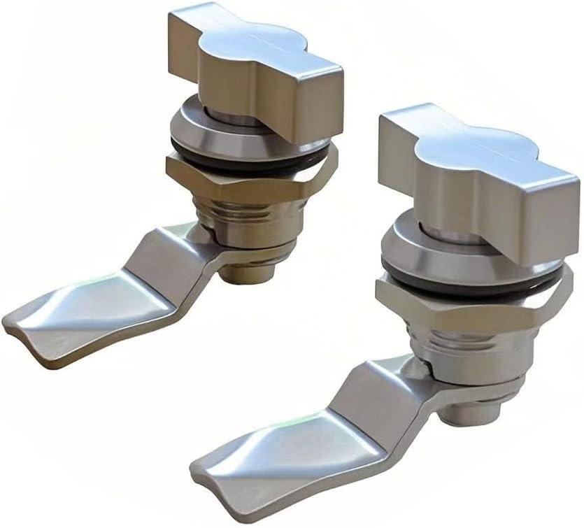 Thumb Operated Offset Cam Lock, Stainless Steel Keyless, Metal Replacement Lock Cylinder for RV Compartment Camper Storage Door Cabinet Mailbox Drawer (2pcs)