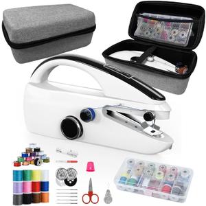 Handheld Sewing Machine, Mini Portable Hand Sewing Machine with 20 Thread Colors Emergency Sewing Kit, Suitable for Clothes, DIY Home Portable Sewing Machines(Black-03-New)