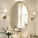Brushed Gold Oval Bathroom Mirror, 20x28 Inch Oval Mirror
Vanity Wall Mirror, Wide Inner-Curved Aluminum Framed, HD Tempered Glass, Moisture & Rust Resistant, for Bedroom, Entryway
