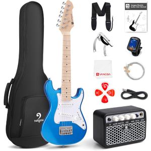 Kids Electric Guitar Vangoa 30 Inch Electric Guitar for Beginner Kit for Young Players with Amp, Bag, Strap, Extra Strings, Capo, Tuner, Picks, Cable (Blue)