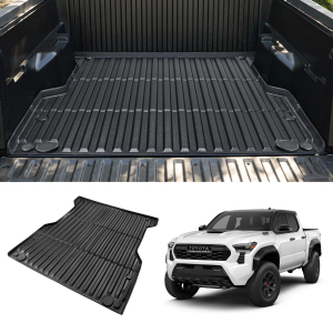 POWERTY Truck Bed Mat for 2005-2022 2024 Toyota Tacoma 5ft Accessories Truck Bed Liner TPE All Weather Cargo Liner Heavy-Duty Bed Mat Pickup Bedliner