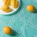 AooHome Fabric Tablecloth, Spill-Proof Water Repellent Table Cover Geometric Design for BBQs, Machine Washable, Heavy Weight, 70 Inch Round, Green