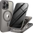 for iPhone 15 Pro Case, Compatible with MagSafe, Built-in Privacy Screen Protector and Camera Protection, Anti Spy Full Body Dustproof Shockproof Hard Phone Case 6.1", Dark Gray
