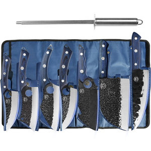 XYj Portable Chef Knife Set Professional Slicing Butcher Knives With Rolling Bag Sharpener Stick Cleaver Boning Knife For Kitchen Camping