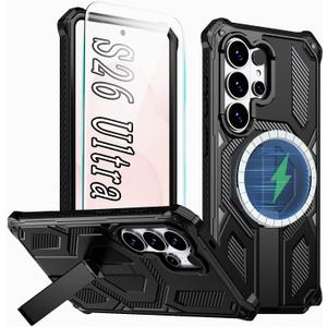 for S26 Ultra Case [Compatible with MagSafe] with Screen Protector, Magnetic Phone Case, for Samsung Galaxy S 26 Ultra Case Black