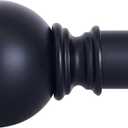 NICETOWN Drapery Curtain Rod Set with Classic Round Finials/Ball Caps, 1 1/8 inch Diameter Adjustable Length 72 to 144" Length, Matte Black
