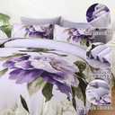 Dobuyly Purple Queen Comforter Set 7 Piece Bed in a Bag Queen, Purple Floral Printed on Light Purple Comforter Set with Sheets, Soft Microfiber Botanical Complete Bedding Set for All Season