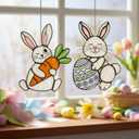 Roowest Unfinished Easter Pre Cut Stained Glass DIY Stained Glass Craft Kit for Adult with Solder Wire, Flux Brush, Pens for Women Gifts Spring Home Decor(Bunny,2 Set)