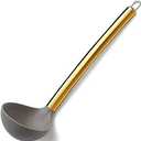 Gold Ladle, Berglander Non-stick Silicone Kitchen Ladle With Titainium Gold Plating handle, Soup Ladle, Cooking Ladle Soup Spoon For Cooking, Dishwasher Safe, Easy to Clean 