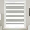 Allbright Cordless Free Stop Zebra Window Blinds 52" W64" H, Dual Layer Roller Shade Room Darkening Sheer Shades, Light Filtering Window Shades, Easy to Install White