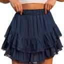 Women's Flowy Ruffle Skorts Shorts High Waisted Boho Cute Mini Skirts Casual Dressy Summer Beach Golf Shorts Vacation (Blue, M)