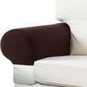 Couch Arm Covers - Stretch Armchair Cover Polyester Office Chair Armrest Covers for Sofa, Anti-Stain and Washable Arm Chair Slipcover - Coffee - Pack of 2
