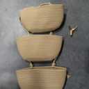 3-Tier Decorative Cotton Rope Hanging Basket, Wall-Mounted Woven Storage Organizer Bag, Jute