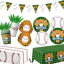 Baseball Party Decorations Tableware,143Pcs Baseball Plates and Napkins,Tablecloth Cups,Banner for Birthday Decorations Gameday Celebrations
