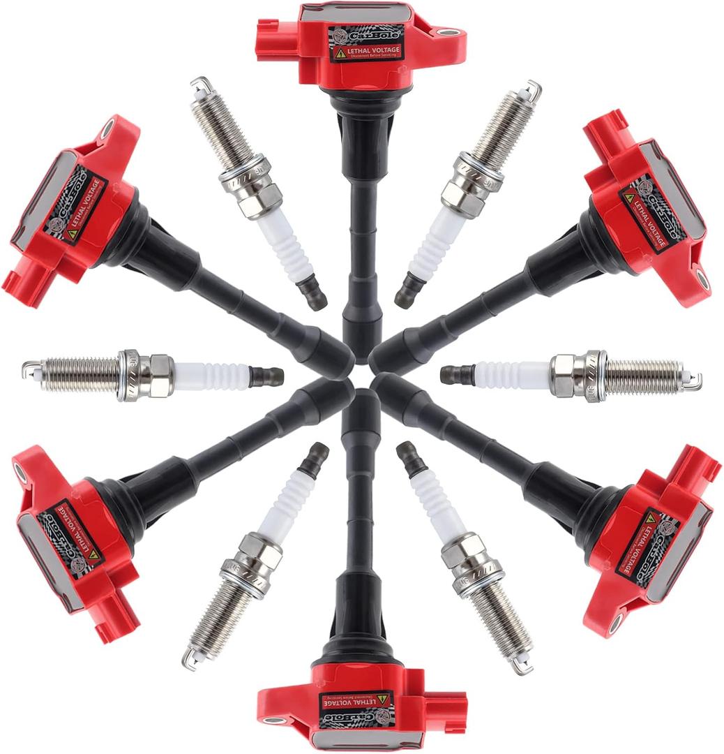 CarBole Ignition Coils with Spark Plug, Fits for Nissan Pathfinder/Altima/Maxima/Murano/Quest/Infiniti G25/EX35/FX35/G35 3.5L V6 Pack of 6Pcs Replacement UF550 C1670
