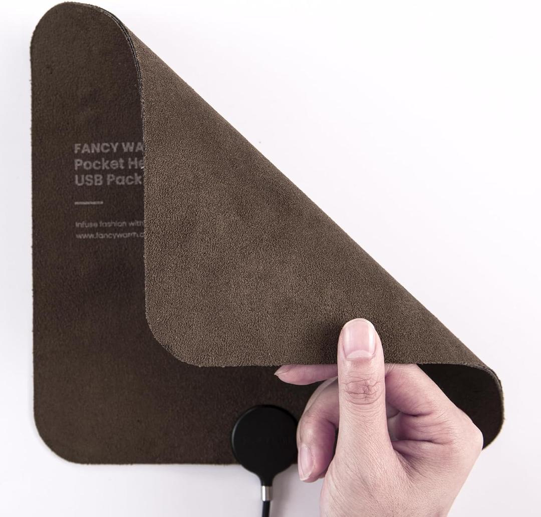 Heating Pad, Electric Heating Pads for Back, Neck, Abdomen, Ultra-Thin & Rechargeable,  4 Temperature Settings, Soft Suede Surface, 7.87'' x 7.87''(Brown, 7.87''7.87'')